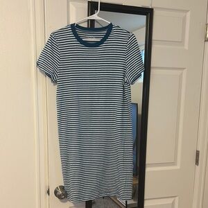 Time and Tru Blue and White Striped Top